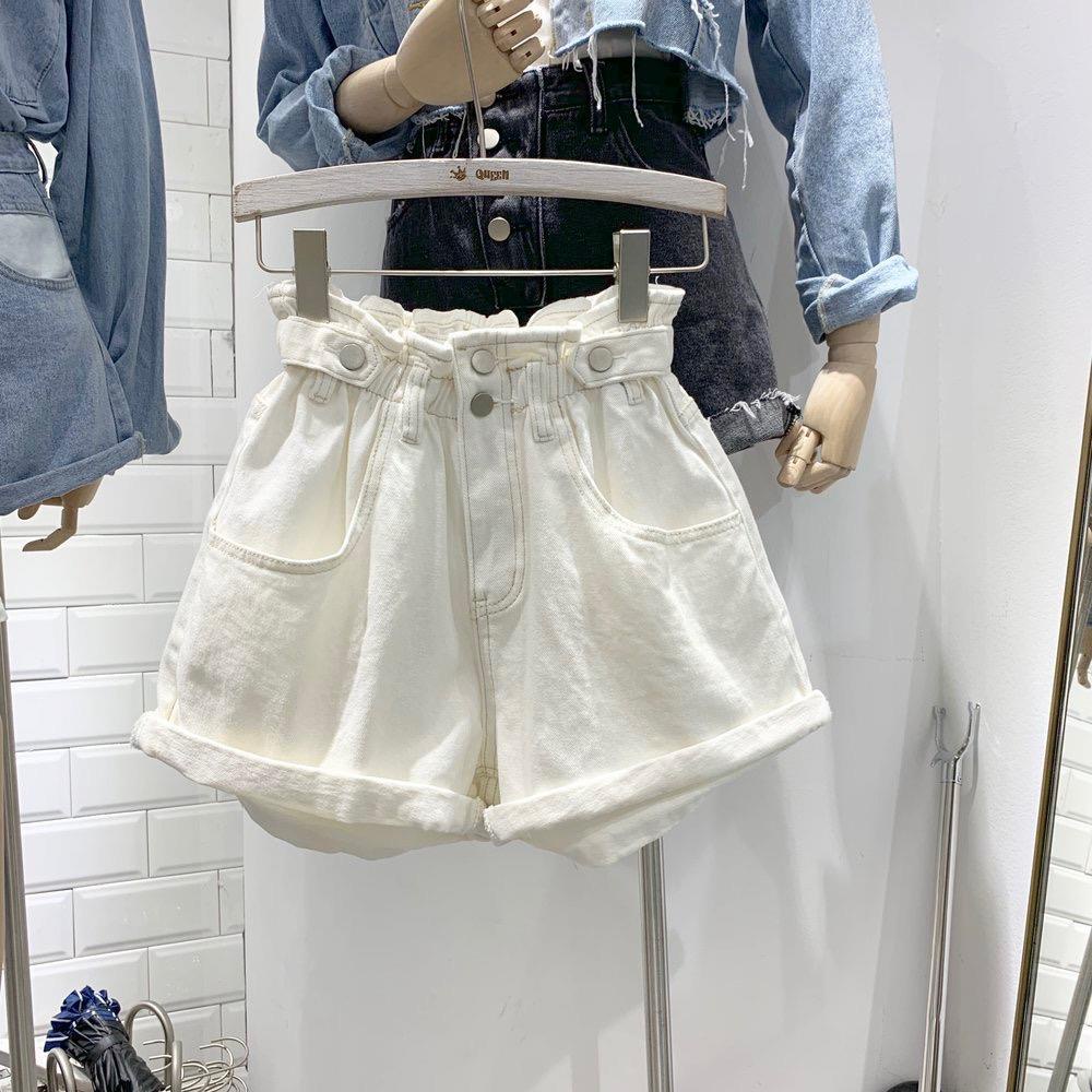 Quần Short Denim Ống Rộng Lưng Thun Thời Trang Xuân Hè Dành Cho Nữ