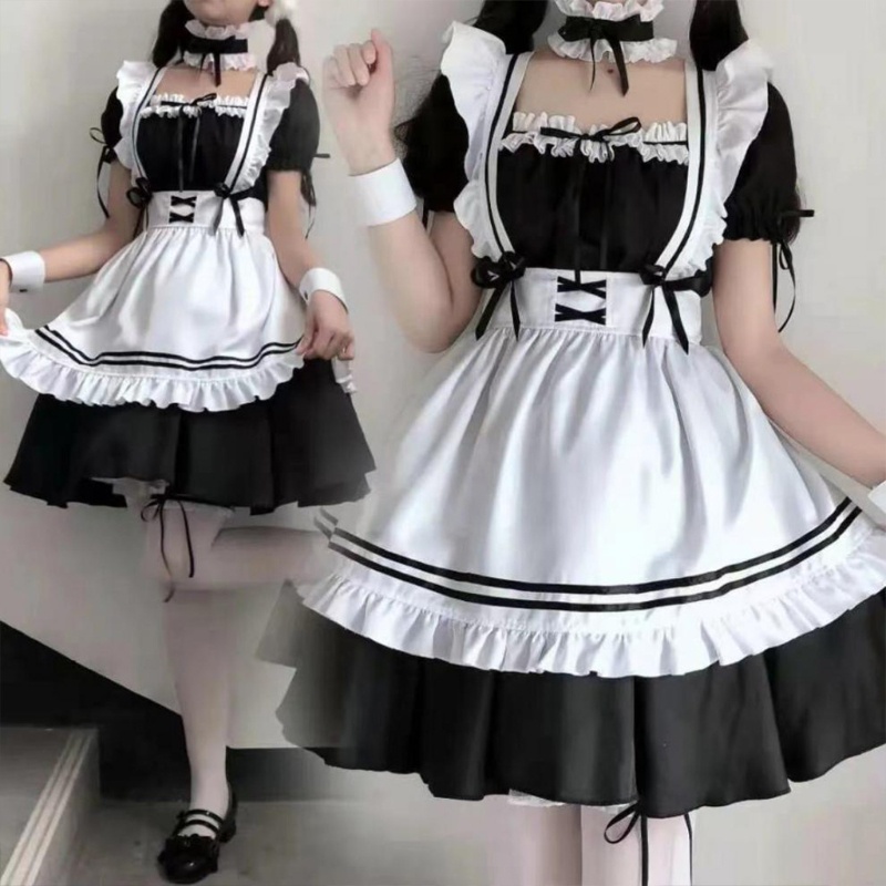 Vòng Cổ Choker Màu Trắng Đen Hóa Trang Cô Hầu Gái