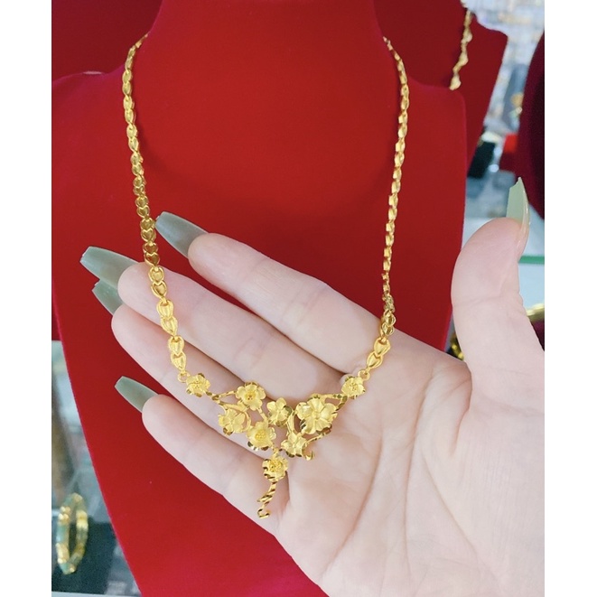 Dây chuyền cưới cô dâu chạm hoa mai mạ vàng 24 cao cấp mẫu mới ( có tặng hộp nhung đỏ đựng cưới )