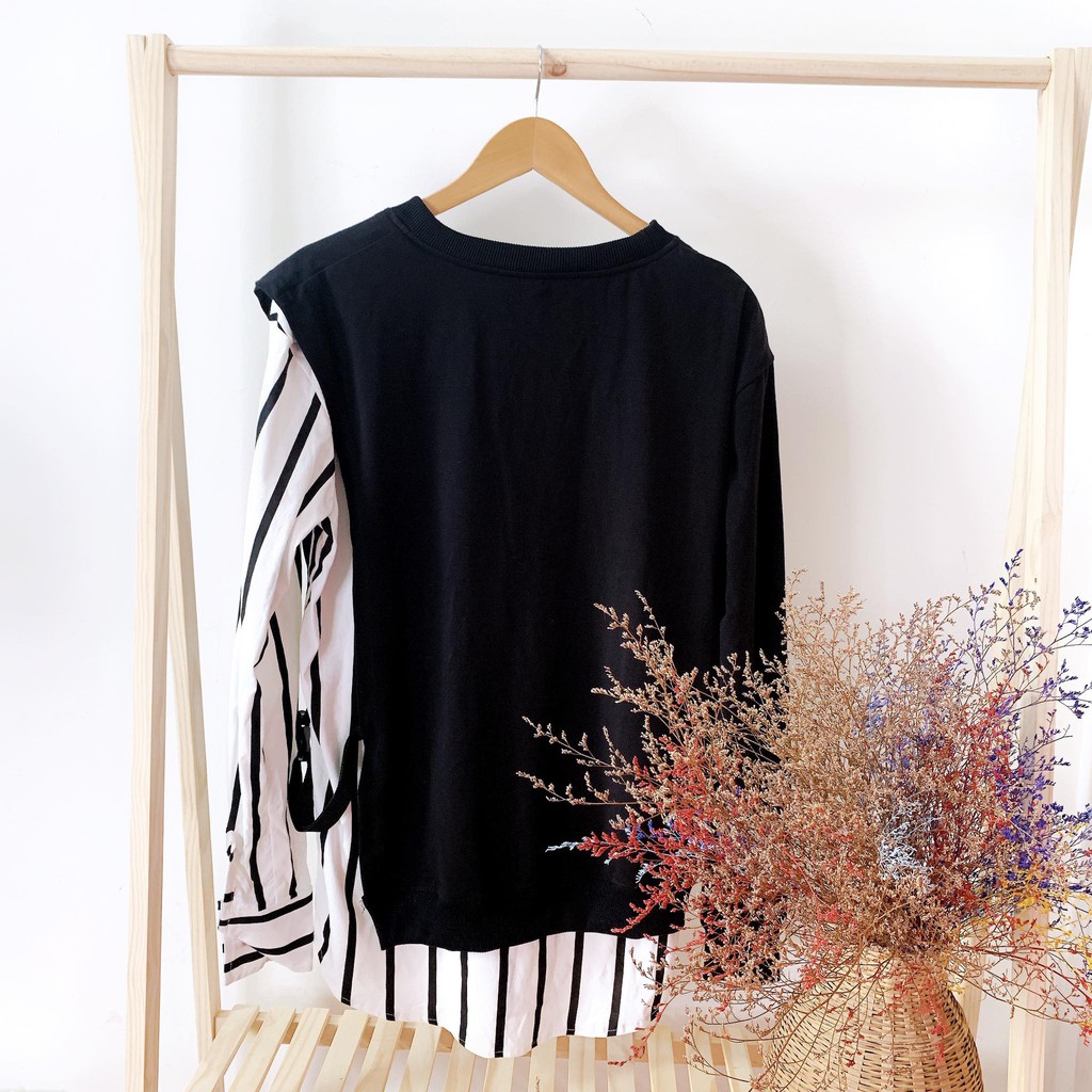 ÁO SƠ MI PHỐI THUN TAY DÀI THỜI TRANG MR SMILE 99 SHOP UNISEX | BigBuy360 - bigbuy360.vn