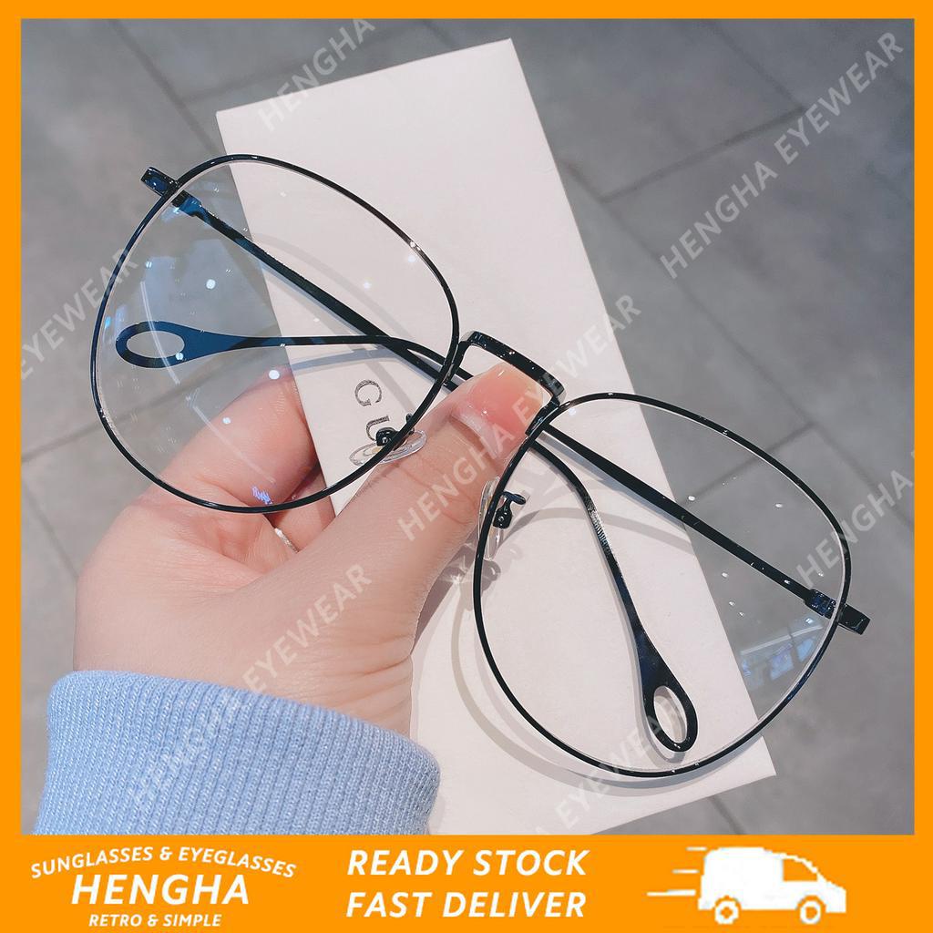 Mắt kính HENGHA gọng hình oval oversize chống bức xạ phong cách thời trang Hàn Quốc cho phái nữ