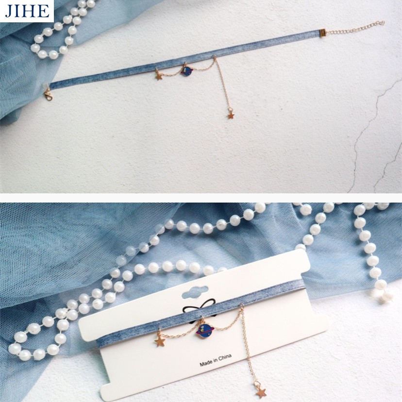 Vòng Cổ choker Màu Xanh Phong Cách