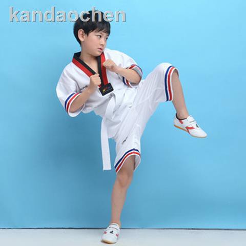 Đồng Phục Tập Võ Taekwondo Tay Ngắn Chất Liệu Cotton Thời Trang Mùa Hè Cho Bé