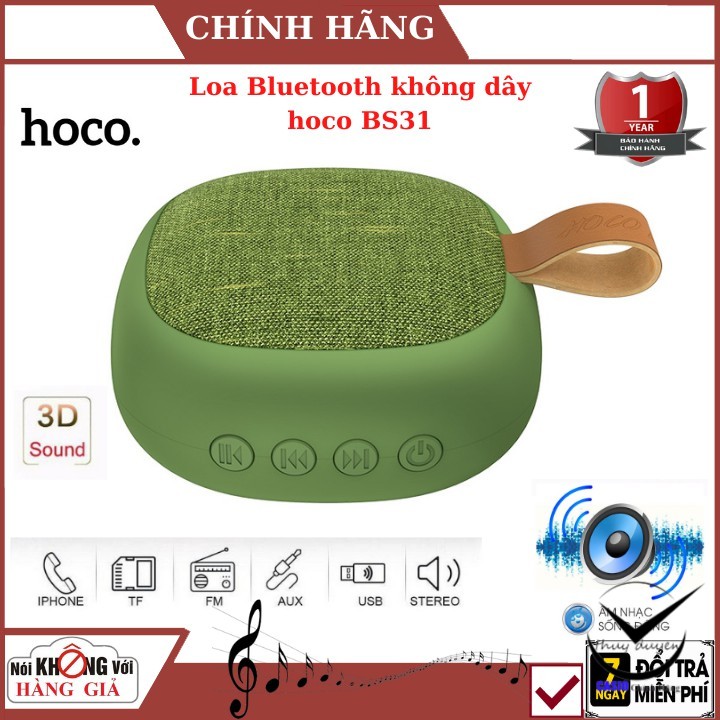 Loa Bluetooth không dây hoco BS31 V4.2 Pin 600mah , móc da hiện đại , loa không dây hiện đại của hoco.