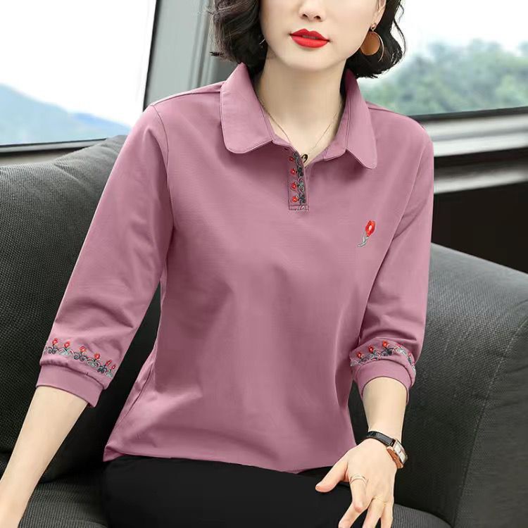 Áo Thun Tay Lửng Dáng Rộng Thời Trang Mùa Thu Mới Cho Nữ Trung Niên