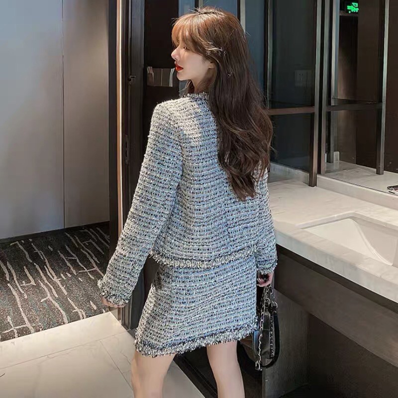 Set dạ tweed xước ghi đá