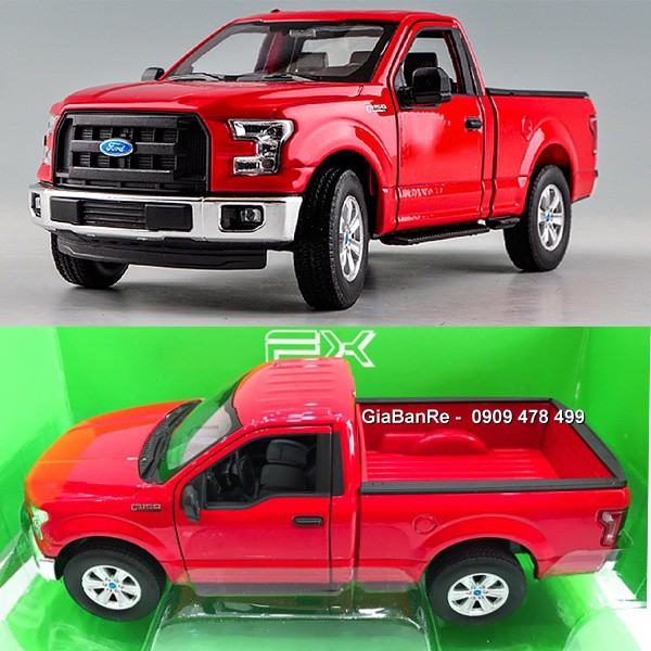 XE MÔ HÌNH KIM LOẠI TỈ LỆ 1:24 - BÁN TẢI F-150 REGULAR CAB -  WELLY - ĐỎ -  8233.1