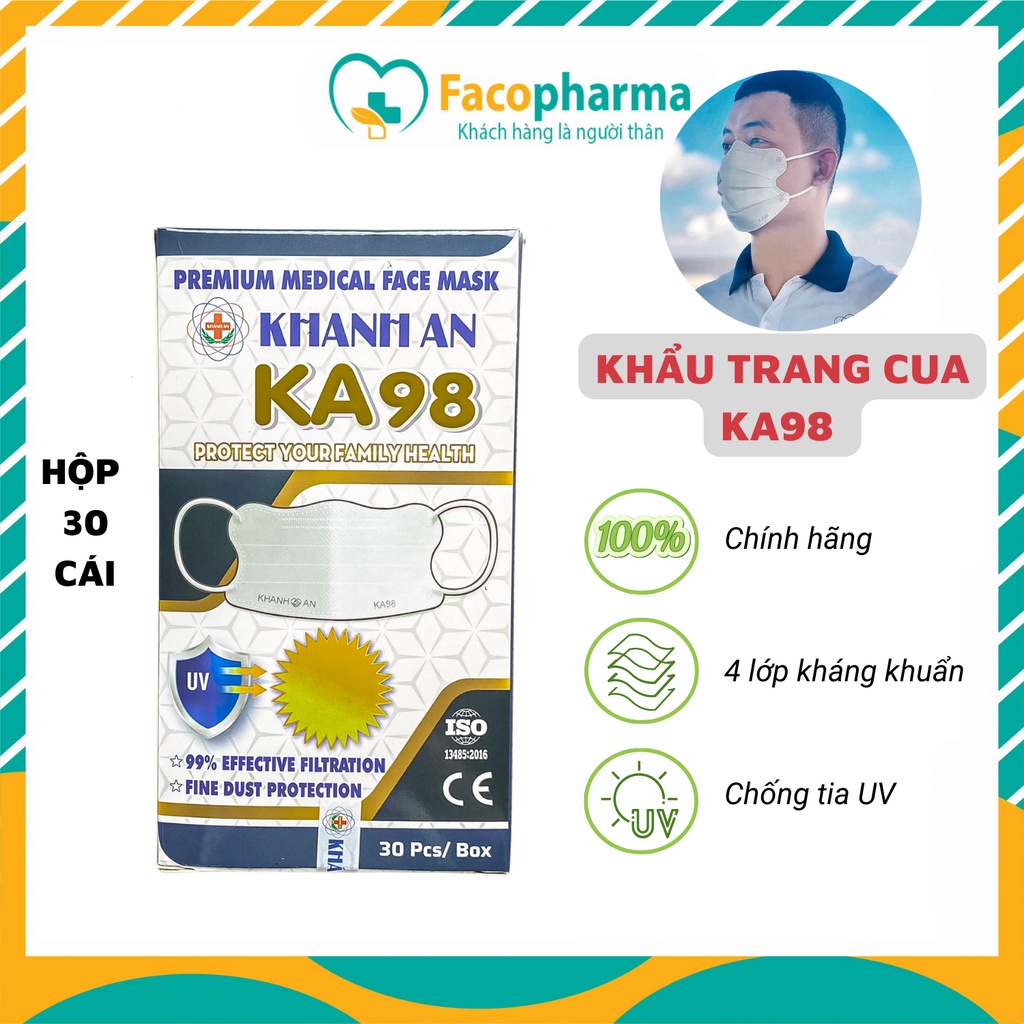 Khẩu trang chống tia uv hình cua 4 lớp cute kháng Khuẩn Khánh An KA98 thời trang chống nắng không xù lông KAKA98O