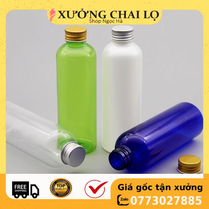 Chai nhựa pet nắp vặn nhôm 100ml chiết mỹ phẩm, dung dịch