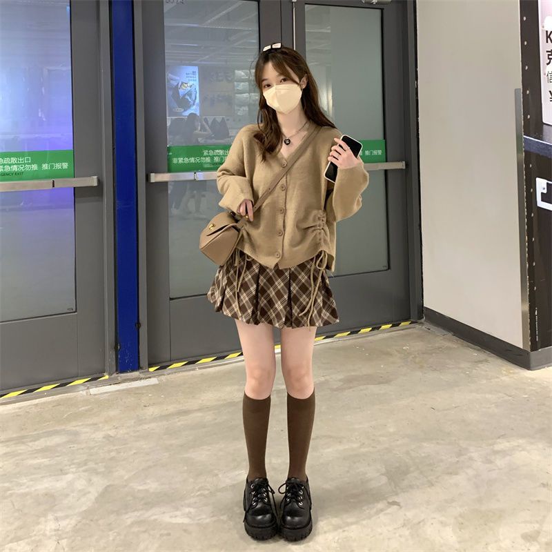 Set áo len dây rút kèm chân váy Miki 100% ảnh thật