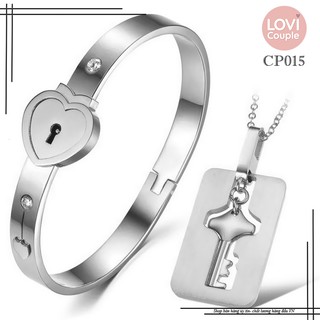 [LoviCouple] BỘ VÒNG TAY DÂY CHUYỀN TITAN Ổ KHÓA CHÌA KHÓA CP015 - LoviCouple - Có FeedBack