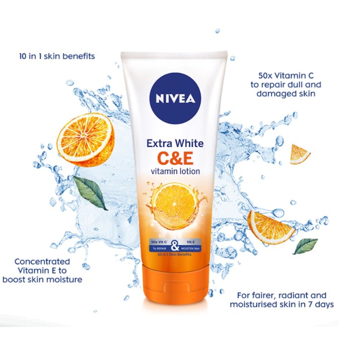 Sữa dưỡng thể dưỡng trắng Nivea Extra White C&amp;E Vitamin Lotion 180ml - Đức Chính Hãng