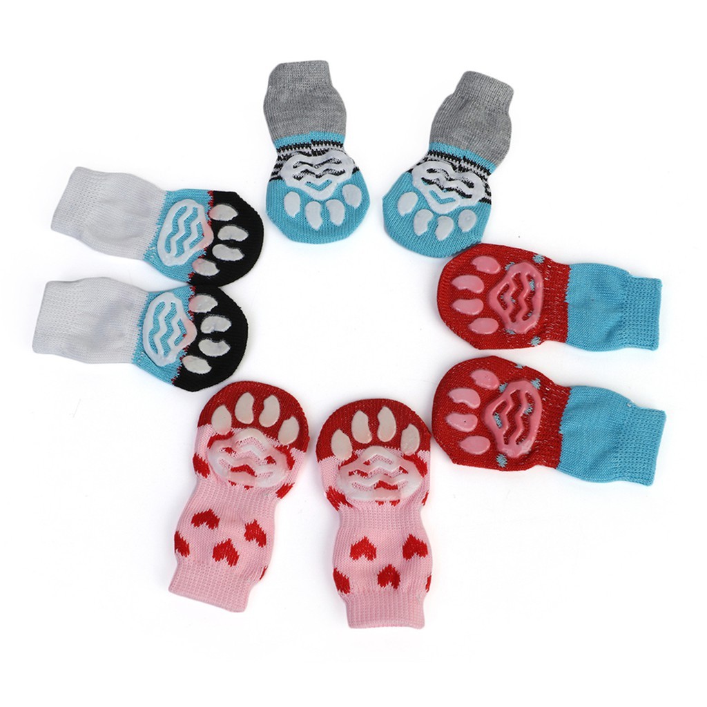 4 Vớ cotton chống trượt họa tiết giáng sinh cho thú cưng