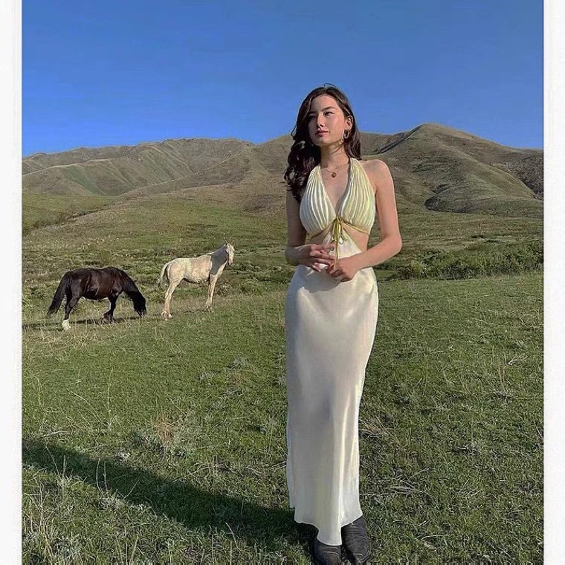 /order taobao/ Đầm Maxi Ngực Sò Lụa Sệt Si