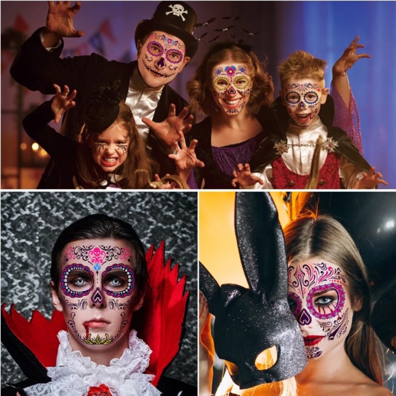 1 Tấm Hình Xăm Dán Chống Tia UV Phát Quang Họa Tiết Halloween