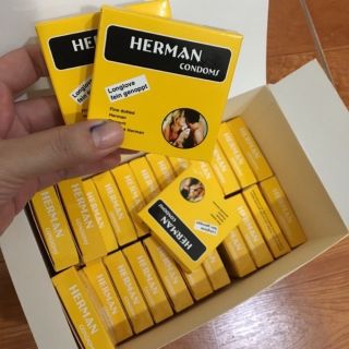 Bao cao su herman siêu mỏng có gai nhẹ chân thật hộp 144 cái