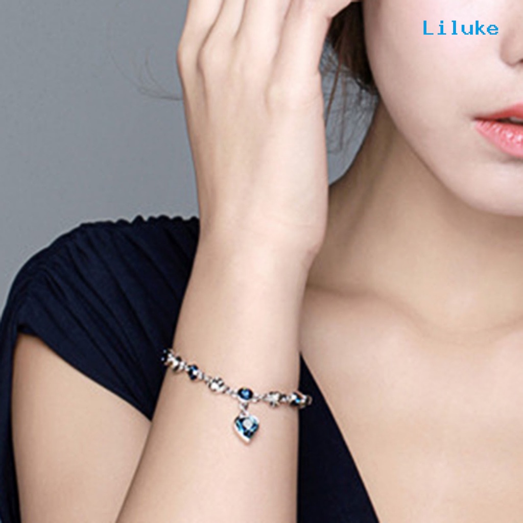 Vòng Tay Chuỗi Hạt Pha Lê Zircon Hình Trái Tim Cho Ngày Valentine