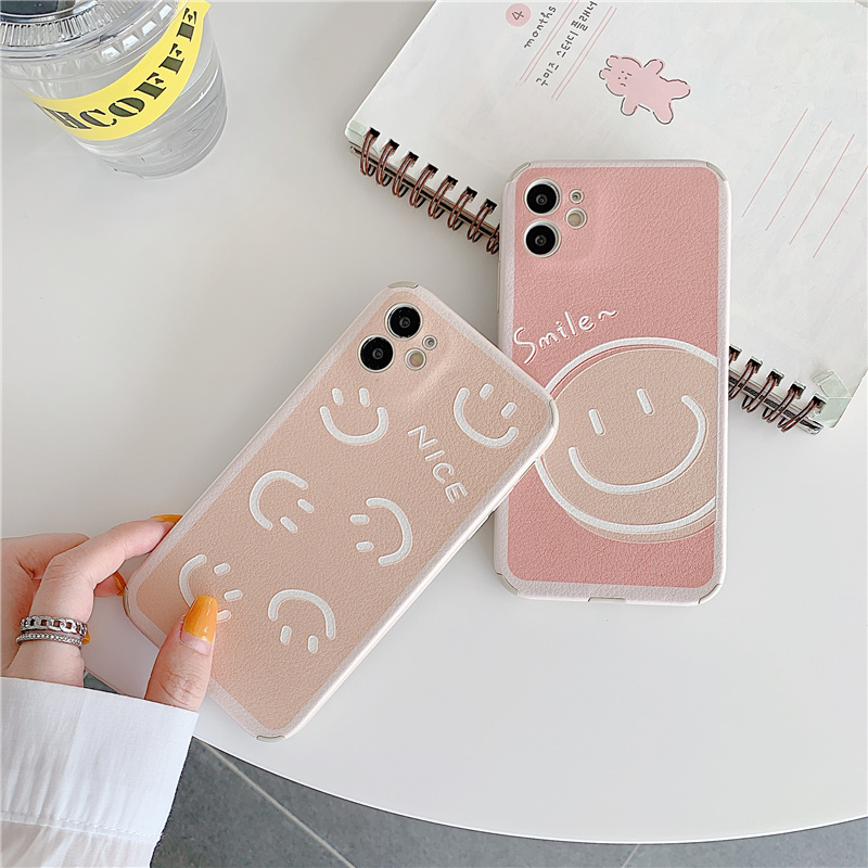 Ốp điện thoại da in hình tranh sơn dầu mặt cười bảo vệ ống kính cho iPhone 12 Pro Max iP11 X XR | BigBuy360 - bigbuy360.vn