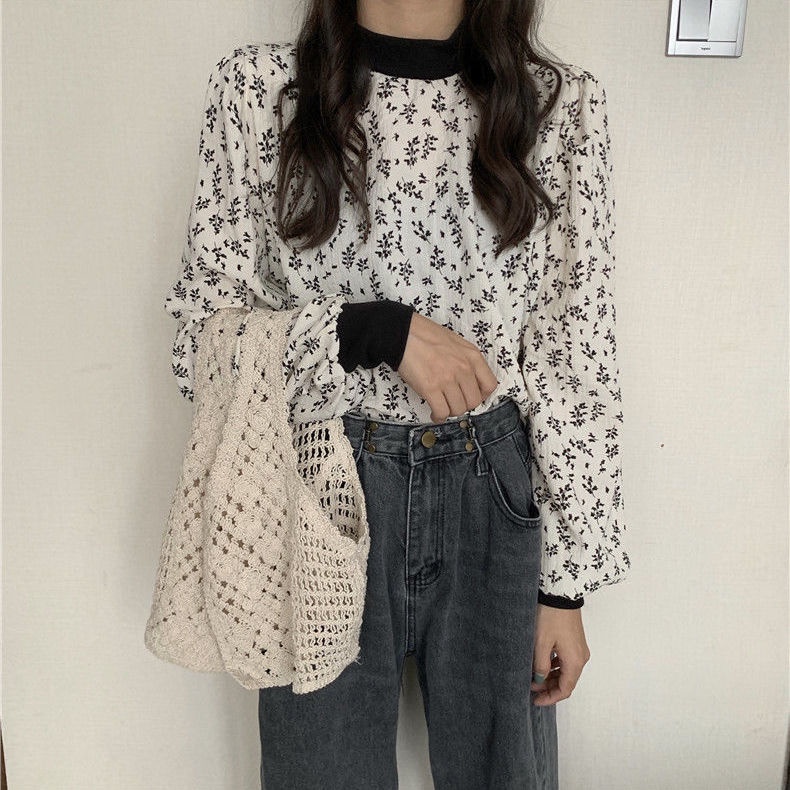 Áo Sơ Mi Tay Dài In Hoa Kiểu Vintage Thời Trang 2022 Cho Nữ