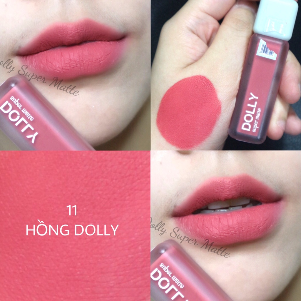 [11 Hồng Dolly] Son Kem Lì Dolly Super Matte Không Chì Màu Hồng Dolly Tách Sét