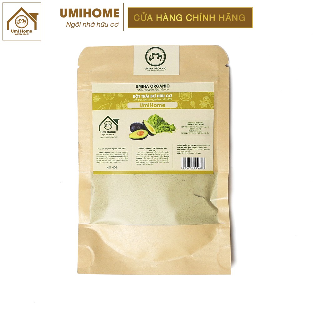 Bột Bơ đắp mặt hữu cơ UMIHOME nguyên chất | Avocado powder 100% Organic 40G