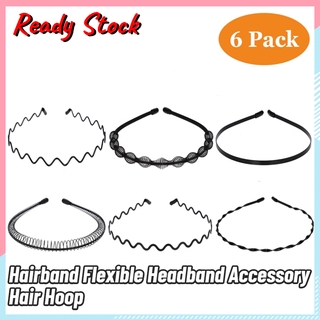 Set 6 cài tóc linh hoạt bằng nhựa/kim loại gợn sóng lò xo nhiều kiểu dáng cho nam và nữ