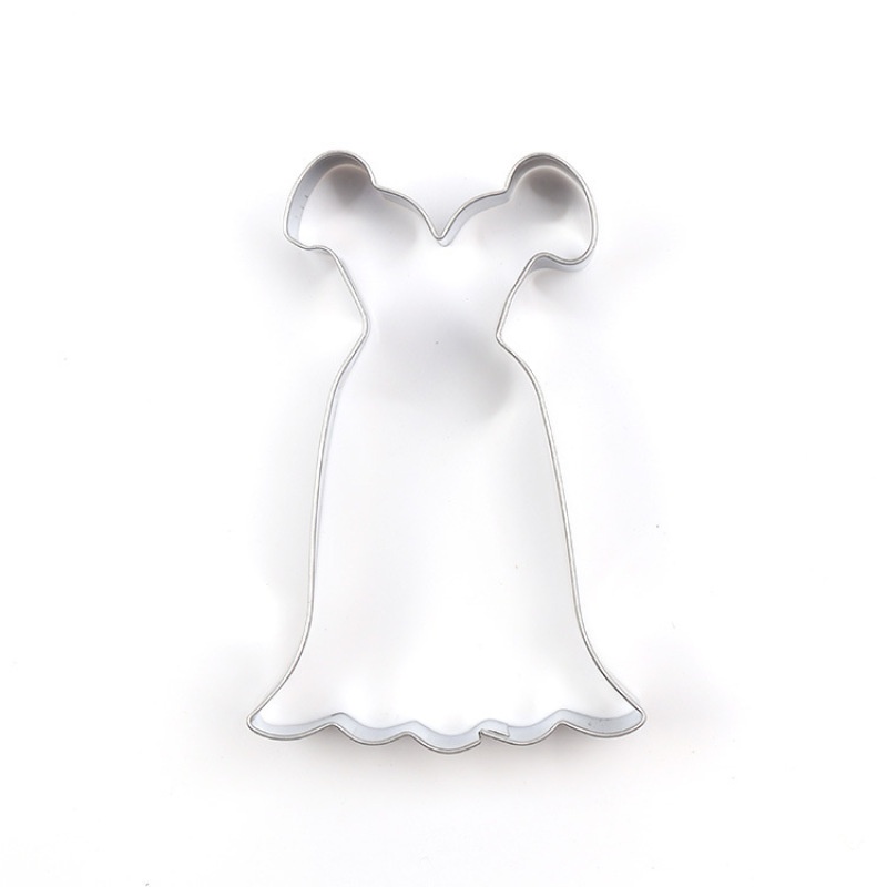 Bộ 4 cái khuôn cắt bánh quy trang trí bánh kem hình đầm cưới bằng thép không gỉ