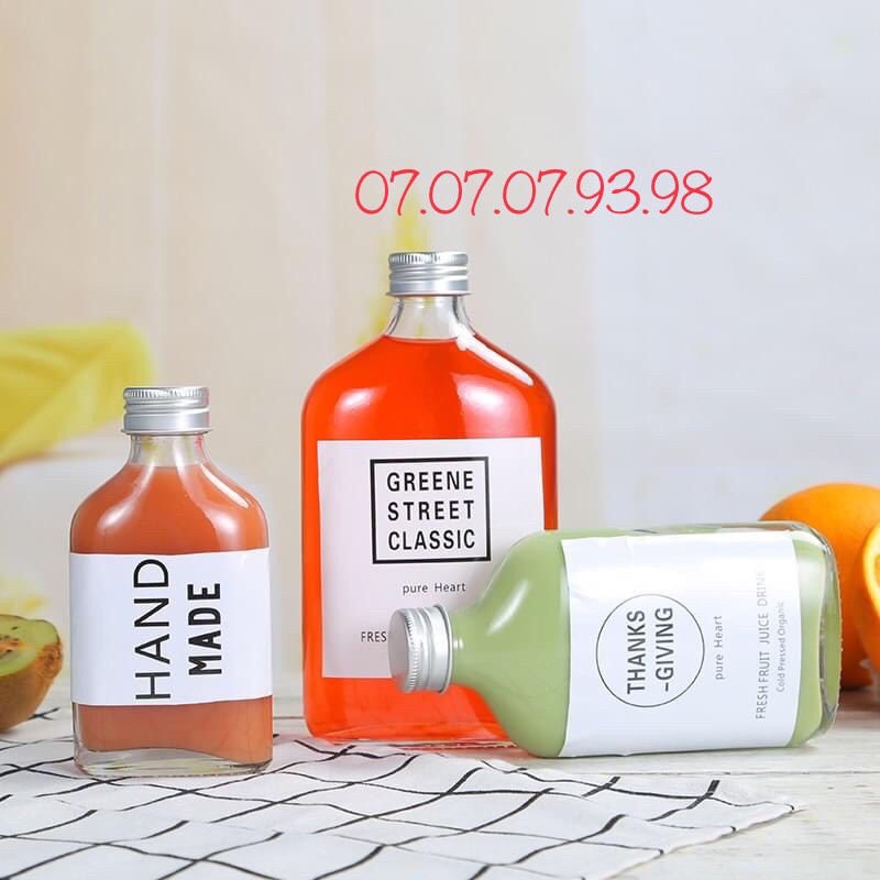 10 CHAI THUỶ TINH DẸP 200ml NẮP NHÔM BẠC