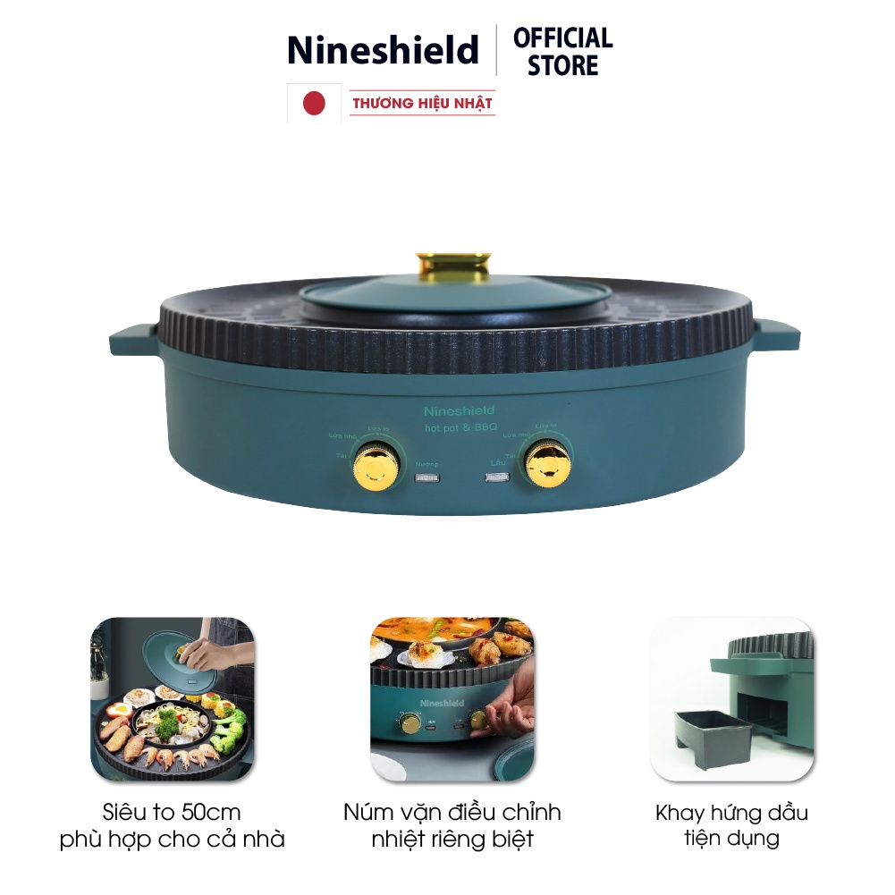 BẾP LẨU NƯỚNG ĐIỆN TRÒN 2 TRONG 1 NINE SHIELD KB - 518 HÀNG CHÍNH HÃNG NỘI ĐỊA TRUNG