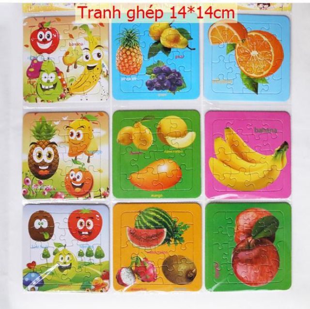 Set 3 tấm tranh ghép hình cho bé 15k 14×14(cm)