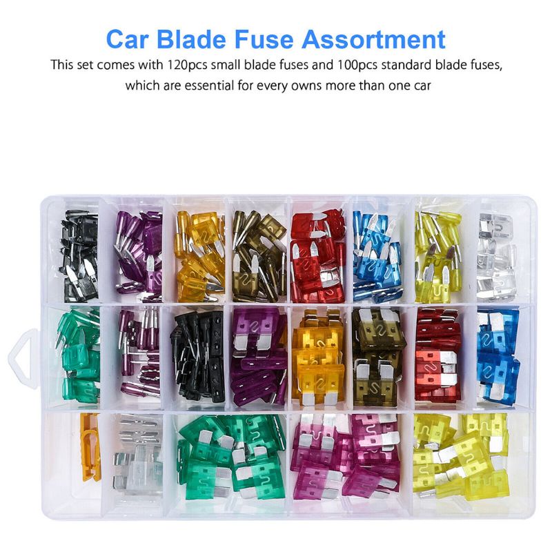 Set 220 Cầu Chì Lưỡi Dao Nhiều Loại Cho Xe Hơi / Xe Tải