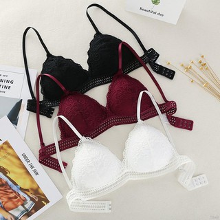 Women Deep v Lace Thin Section Bra Solid Color Embroidery Hollow Bra