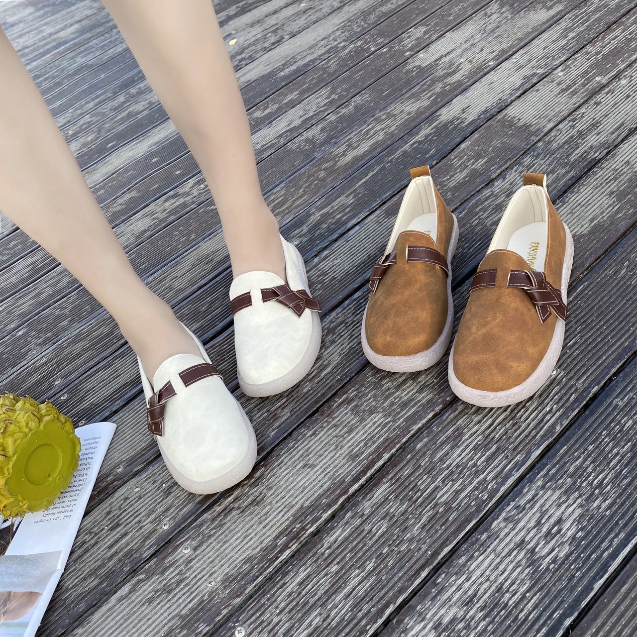 TODS Giày Búp Bê Đế Mềm Chống Trượt Cho Mẹ Bầu