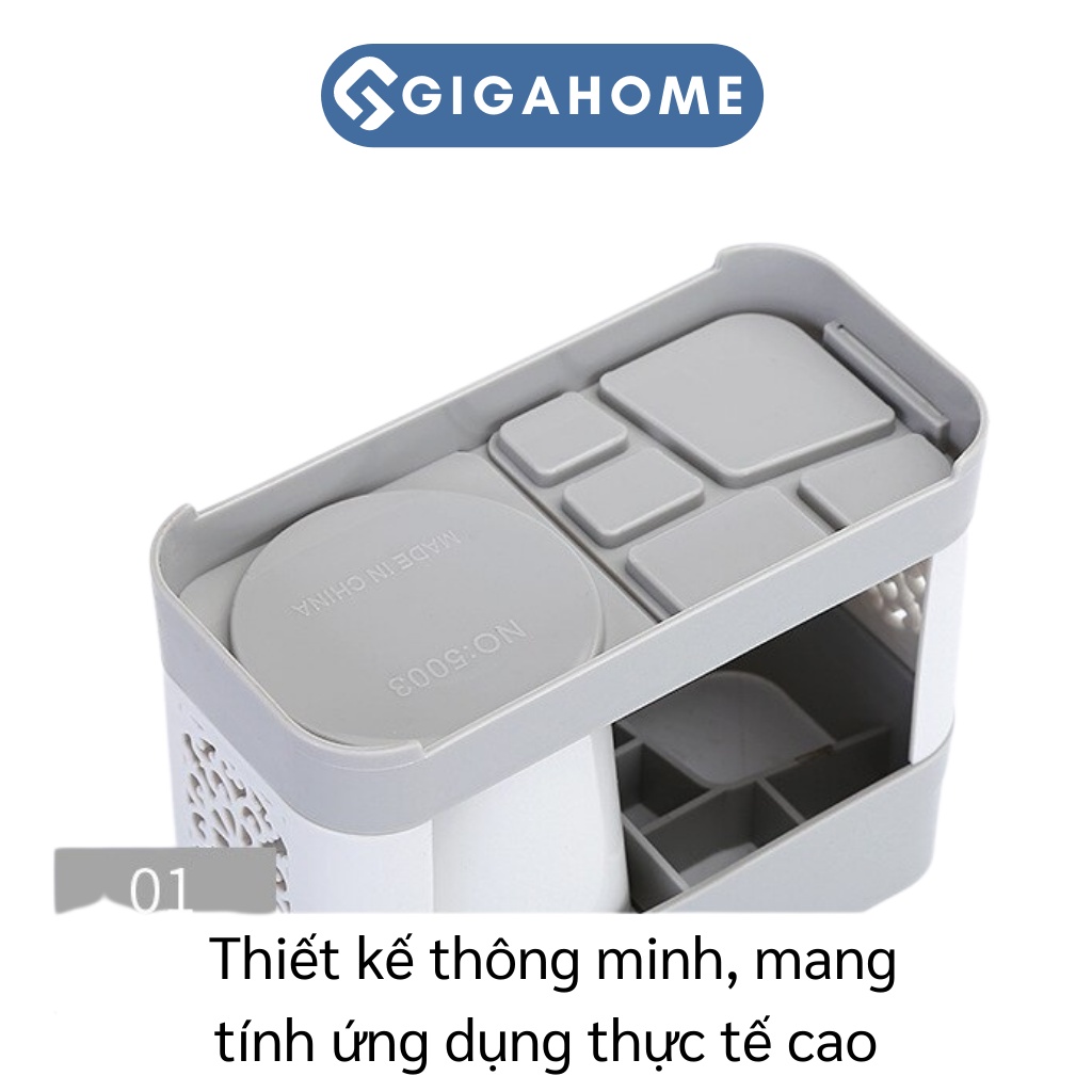 Khay Đựng Bàn Chải Đánh Răng Tặng Kèm 2 Cốc Súc Miệng GIGAHOME Tiện Lợi 9371