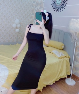 [HÌNH_THẬT] Đầm body dài 2s cột nơ vai