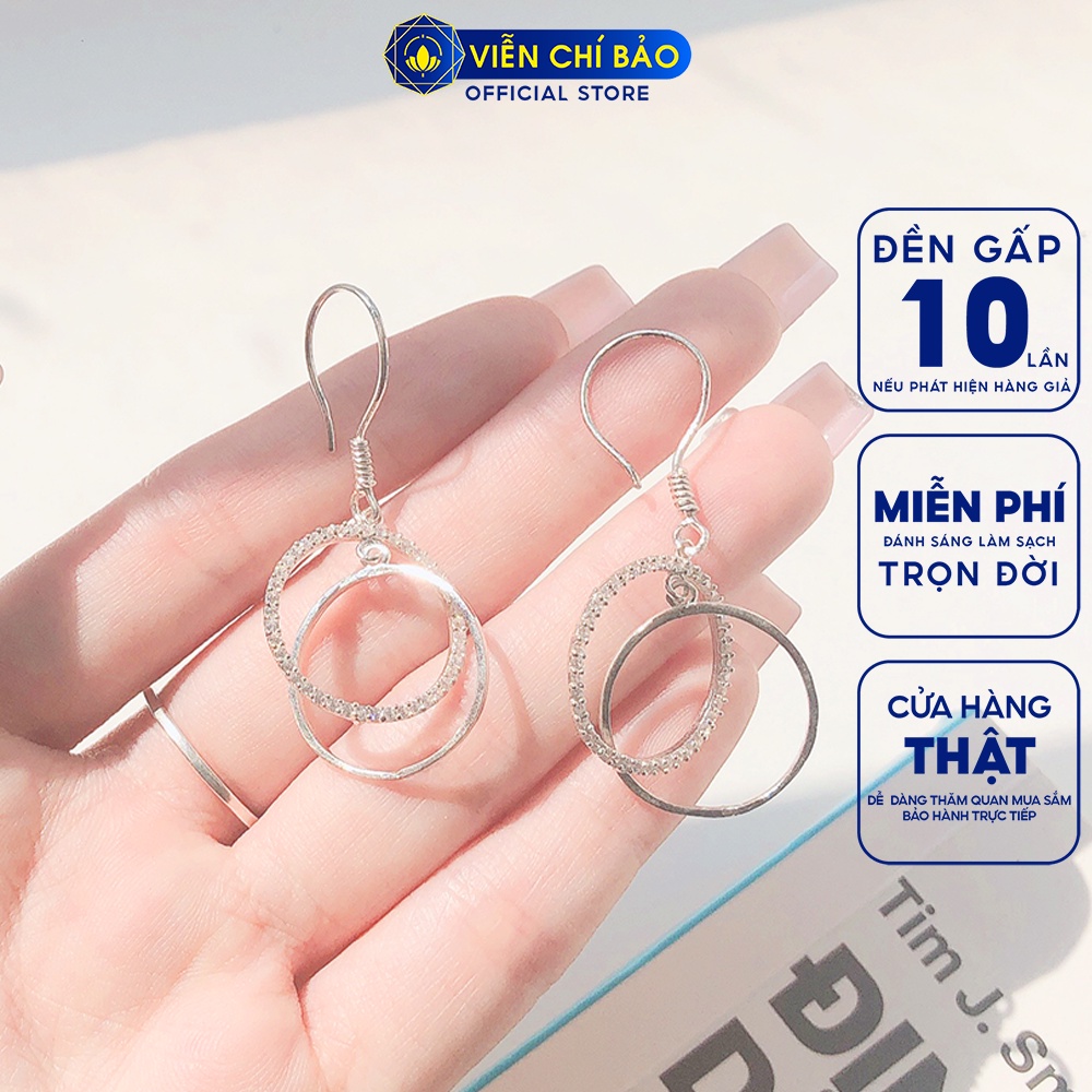 Bông tai bạc nữ hình tròn chất liệu bạc S925 thời trang phụ kiện trang sức nữ thương hiệu Viễn Chí Bảo B400378