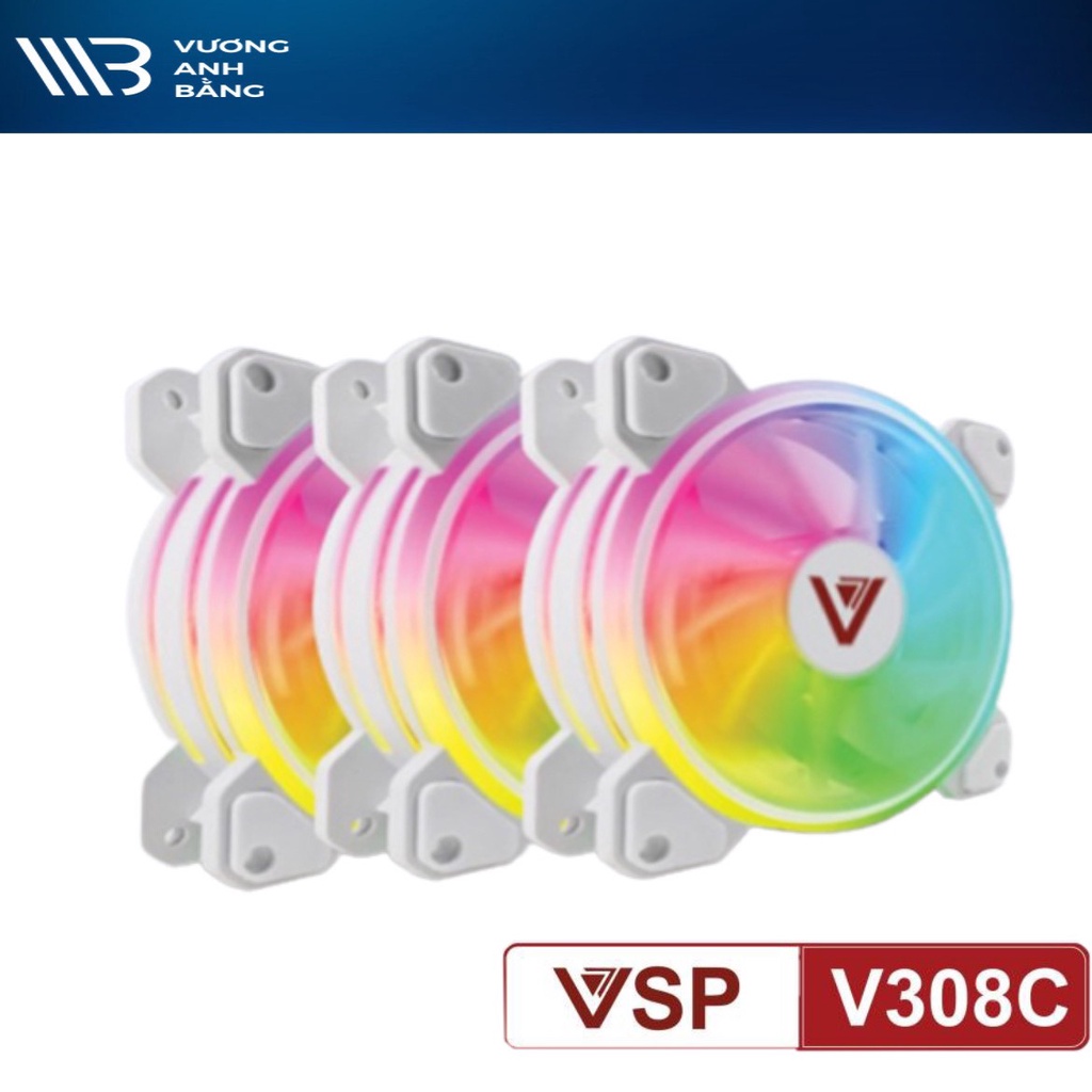 Bộ kit 3 Fan Led RGB + Hub VSP V308C (Màu trắng)