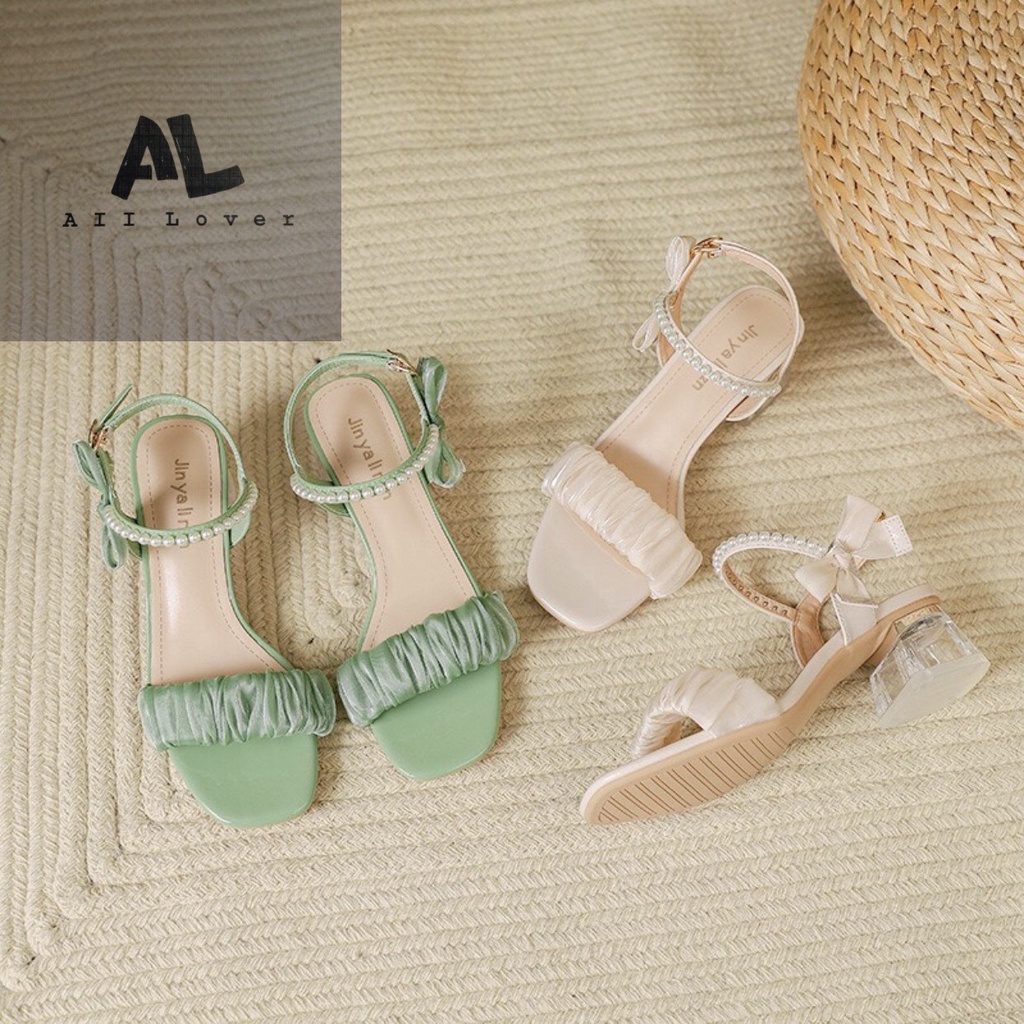 GIÀY NỮ ALI LOVER - SANDAL QUAI NGANG PHỐI MÀU - GIÀY CAO GÓT ĐẾ VUÔNG 5 PHÂN - GIÀY GÓT TRONG QUAI NHÚN - AG220703