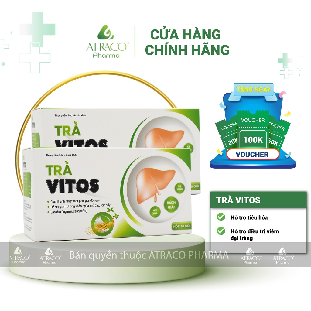 Trà mát gan, thải độc cơ thể VITOS - Giúp mát gan, hạ men gan tăng cao, thanh lọc cơ thể và đào thải độc tố