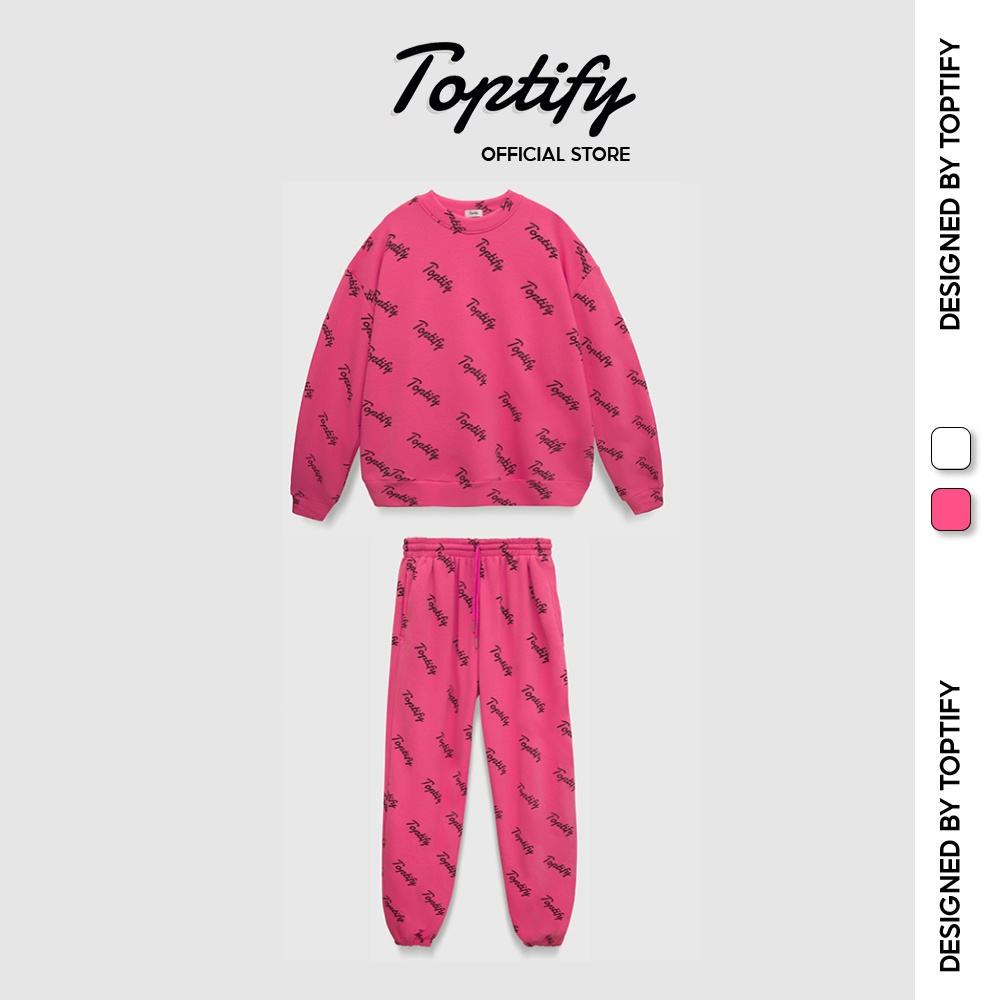 Bộ quần áo nỉ TOPTIFY in logo dài tay sweater và jogger Mary Rose Set S06