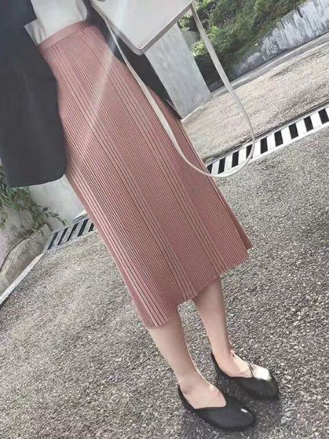 Chân váy dập li nhỏ cạp chun hàng QCL1