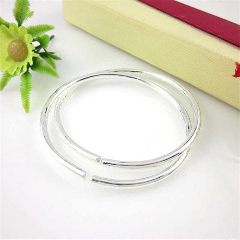 Vòng tay mạ bạc bóng loáng thời trang Hàn Quốc dành cho cả nam và nữ