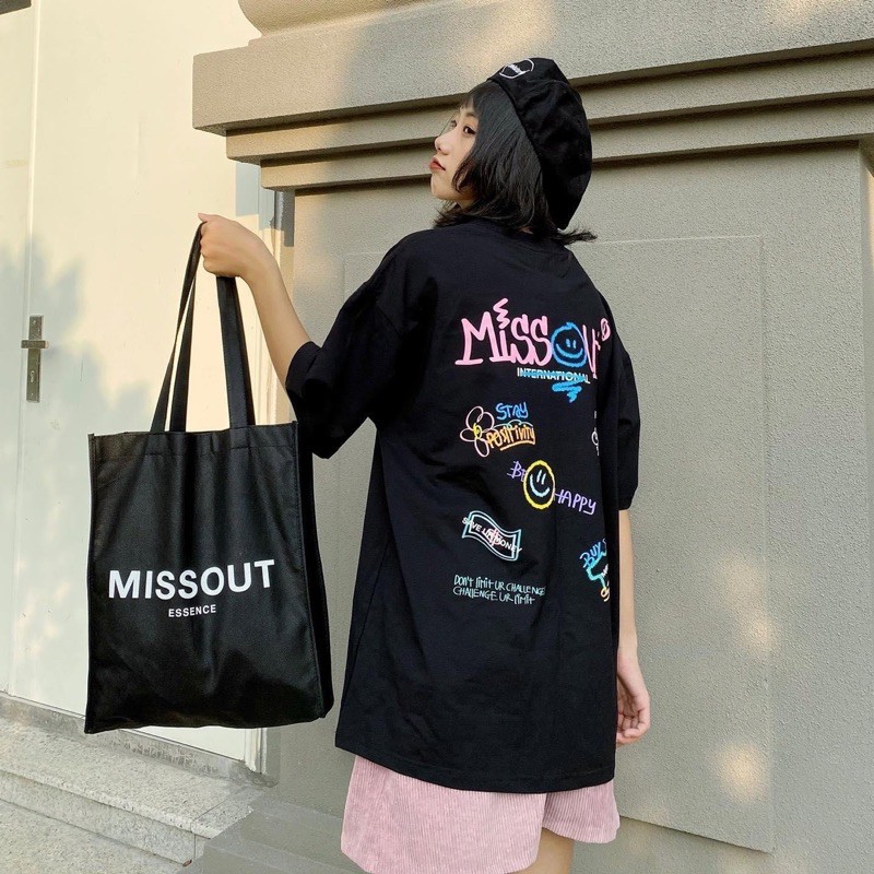 [LOCAL BRAND] Áo thun Missout logo mặt cười tay lỡ form rộng vải Cotton - Thời trang nam nữ Unisex Streetwear