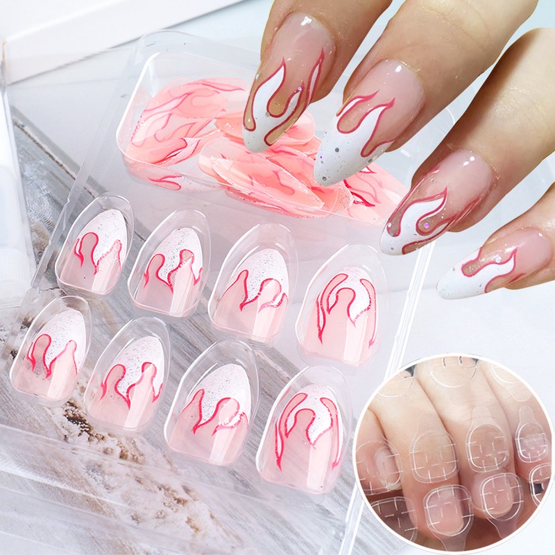 Set 24 Móng Tay Giả Bằng Acrylic Trong Suốt Nhiều Kích Cỡ Tùy Chọn Diy