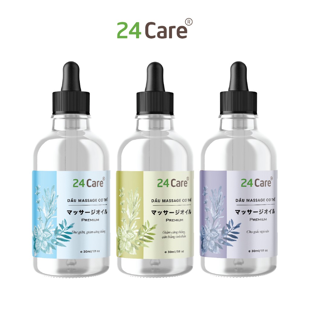 Combo 3 chai tinh dầu massage 24Care - NGỦ NGON, THƯ GIÃN, GIẢM STRESS (30ML/chai)