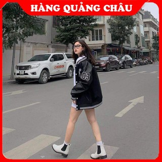 Áo Khoác | Áo Khoác Pha Da In Chữ NY Cực Xịn