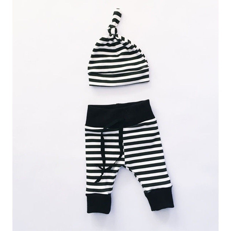 NEB-3PCS Set Newborn Kids Baby Boys Girls Outfits Clothes T-shirt +Pants Legging+Hat