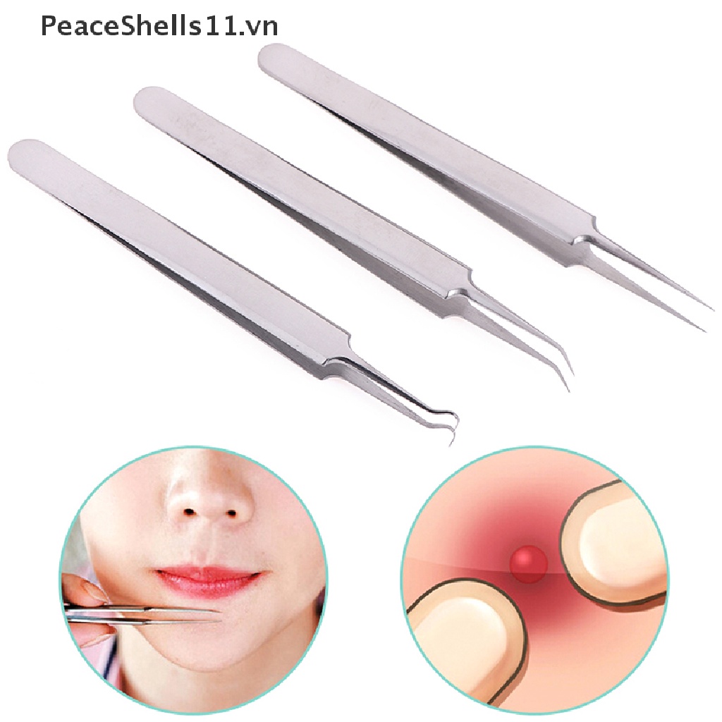 Bộ 3 Nhíp Đầu Cong Bằng Thép Không Gỉ