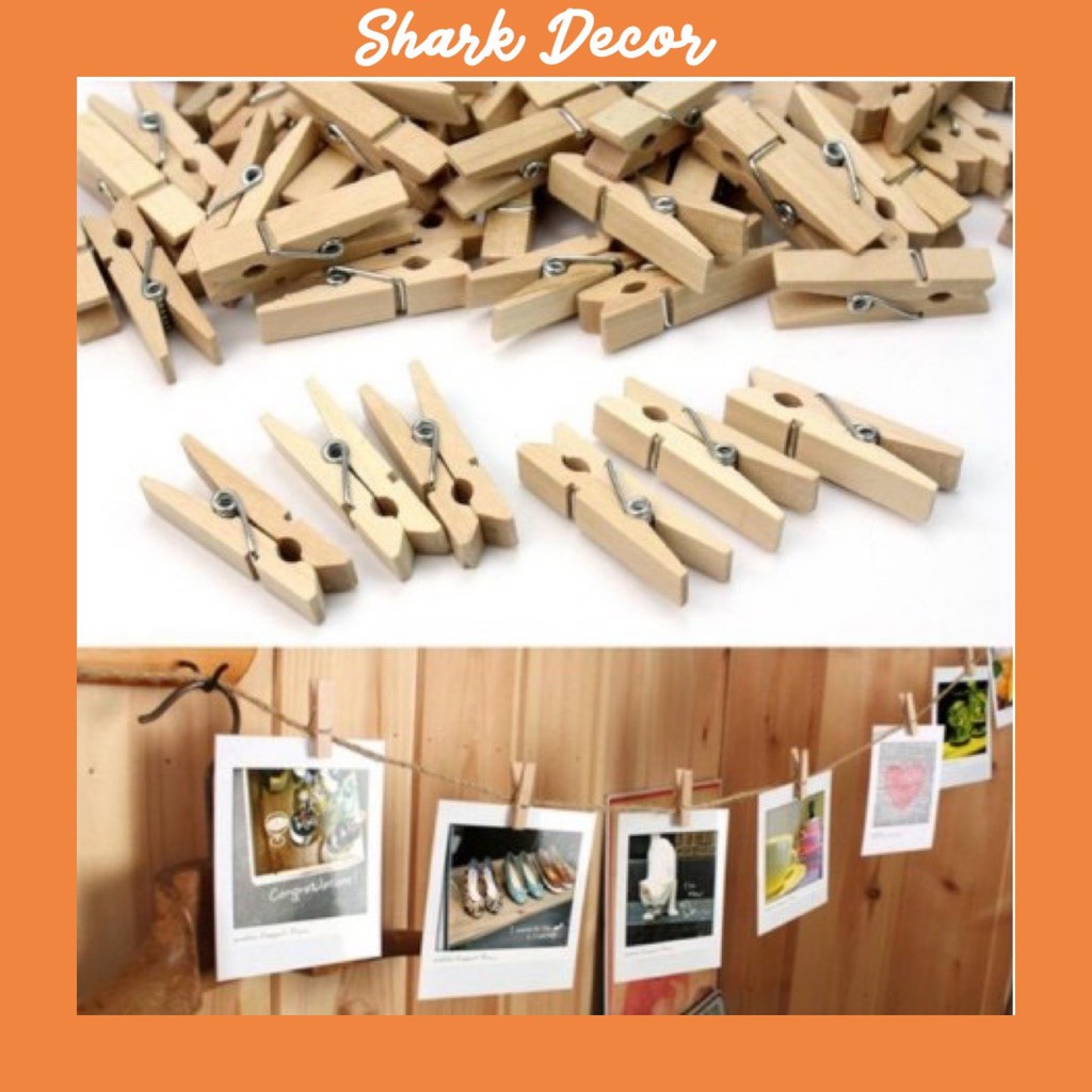 COMBO 50 kẹp gỗ 25mm treo ảnh - kẹp gỗ treo ảnh tiện lợi