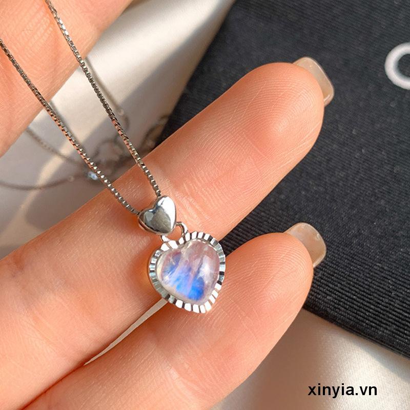 Mặt Vòng cổ Hình Trái Tim Đá Mặt Trăng Nhỏ Đơn Giản Cho Nữ
